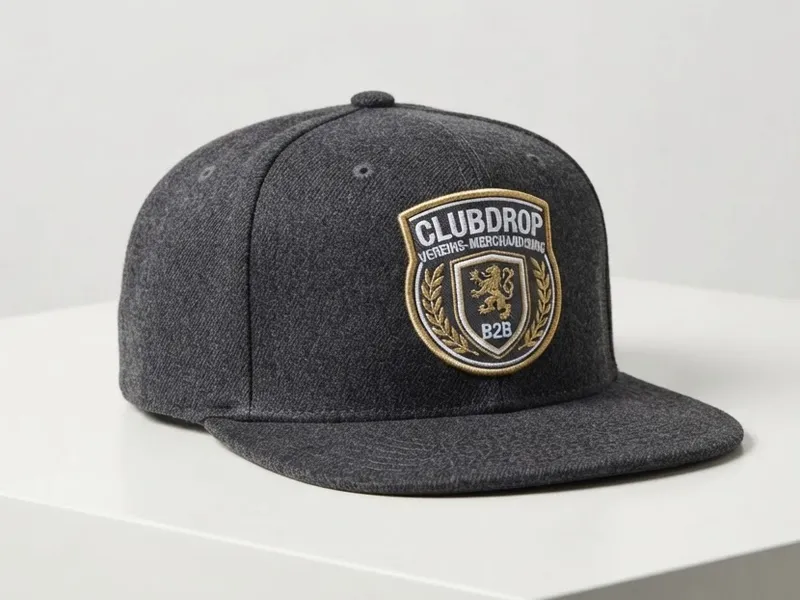 Graue Snapback-Kappe mit gesticktem Wappen